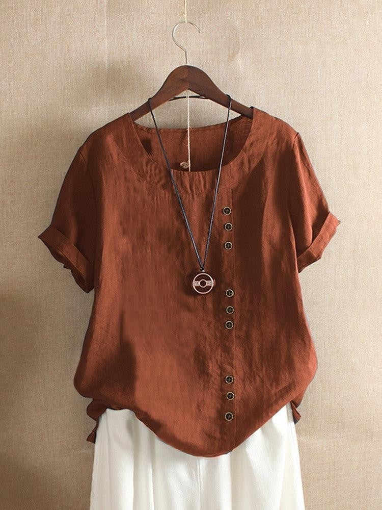 Mode Lumiére™ | Blouse Aérée avec Patte de Boutonnage Bianca