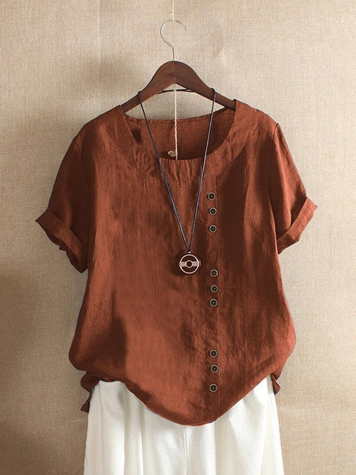 Mode Lumiére™ | Blouse Aérée avec Patte de Boutonnage Bianca