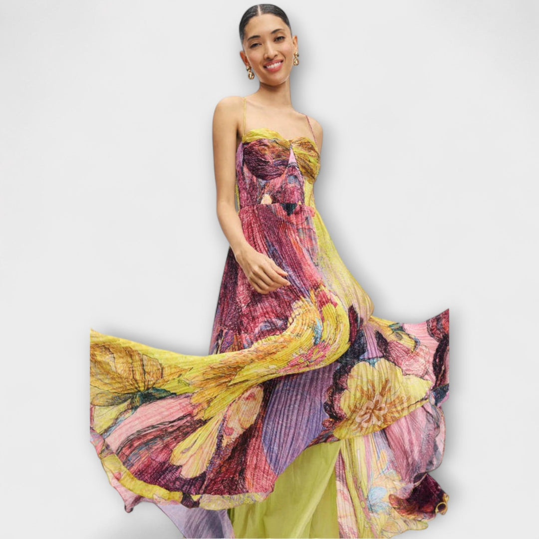 Kiara - Robe maxi avec un motif Ikat vif