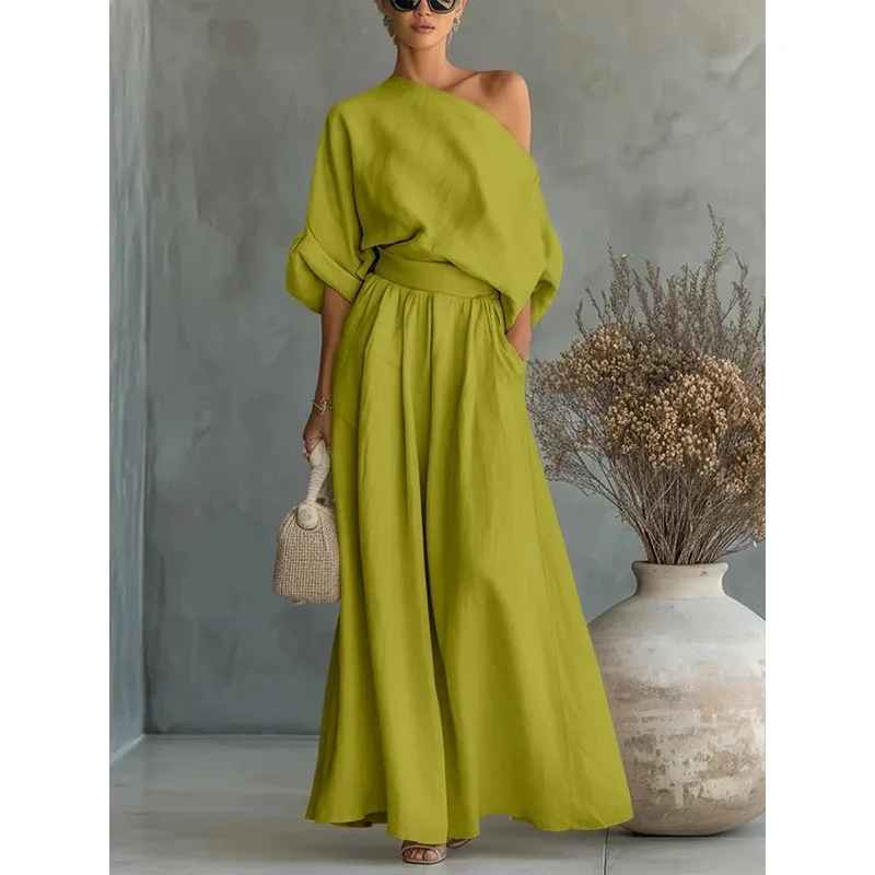 Lisa | Ensemble Top Doux à Épaules Dégagées et Pantalons Tapered