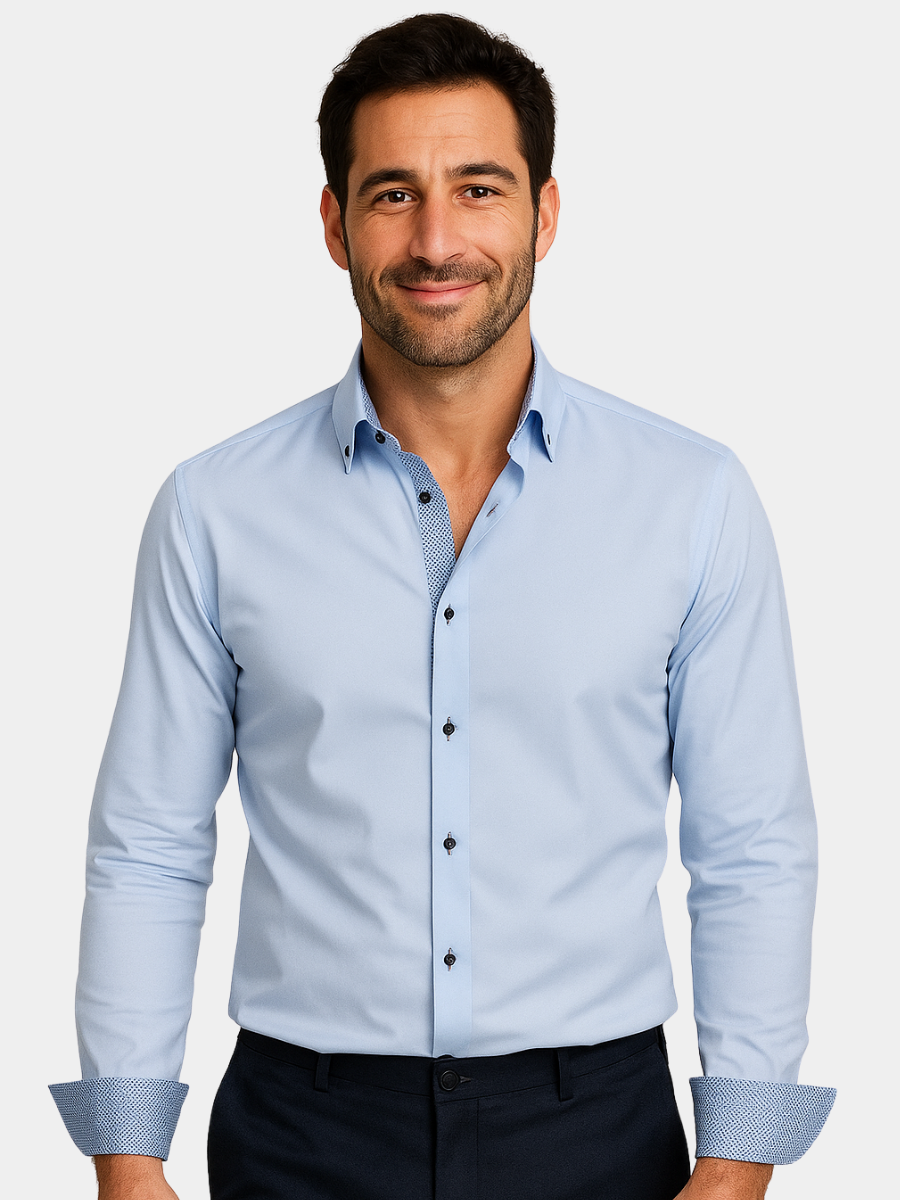 Mode Lumiére™ | CHEMISE ÉLÉGANTE LÉGÈRE AVEC DÉTAILS CONTRASTÉS