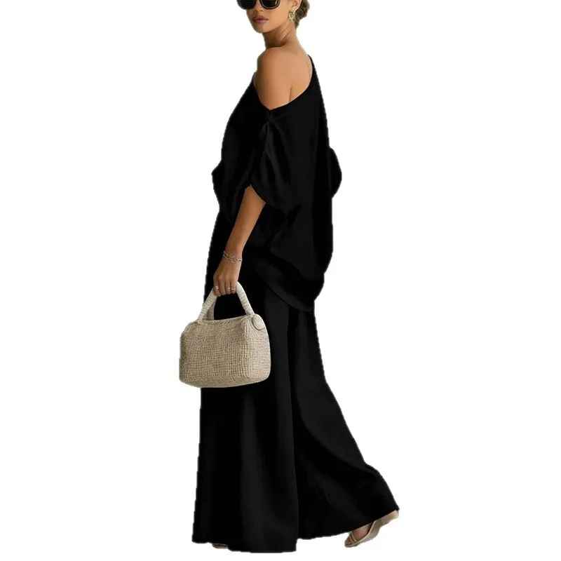 Lisa | Ensemble Top Doux à Épaules Dégagées et Pantalons Tapered