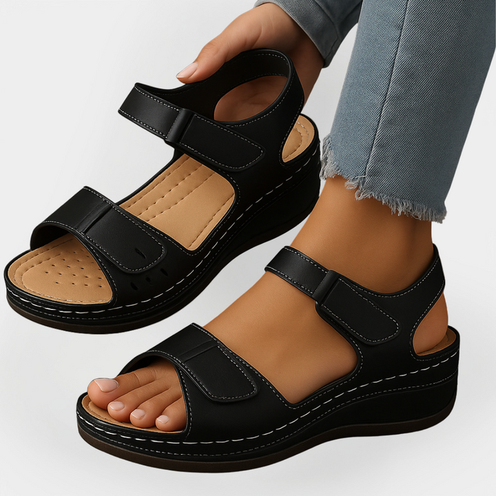 Mode Lumiére™ Sandales orthopédiques en cuir avec talon