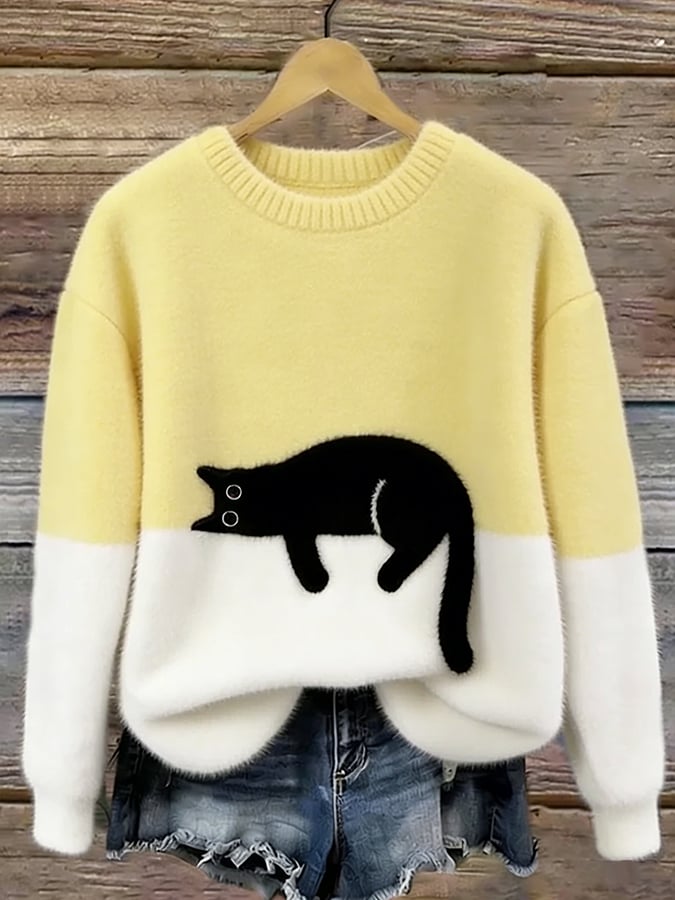 Sweat Femme avec Motif de Chat