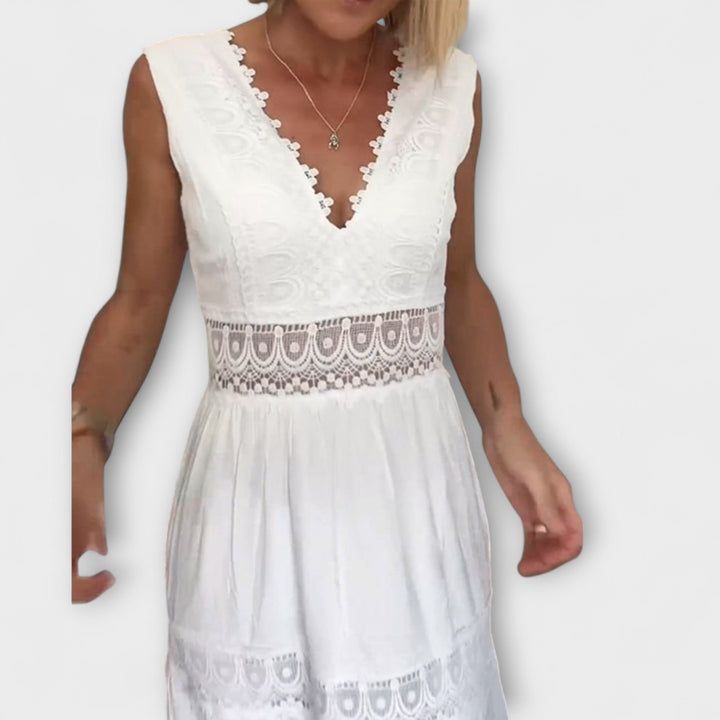 Mode Lumiére™ Aurélie - Robe en dentelle élégante avec décolleté en V