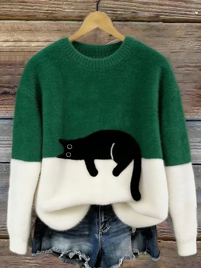 Sweat Femme avec Motif de Chat