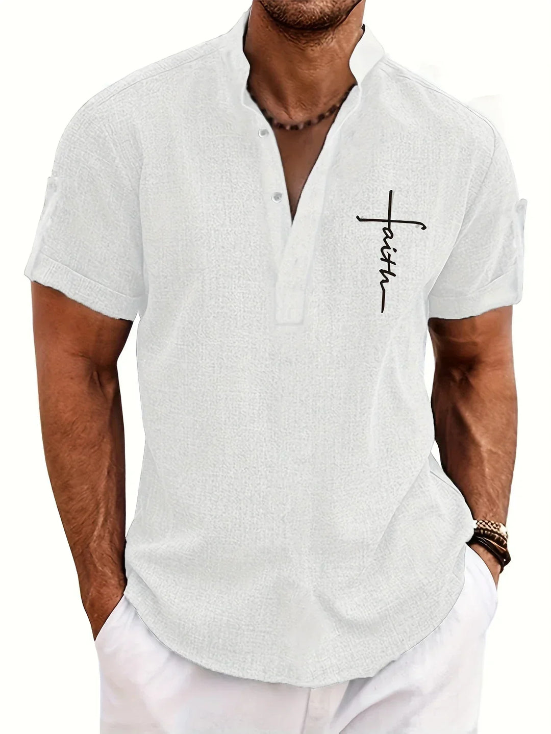 Leblanc™ | Chemise élégante à manches courtes et col montant