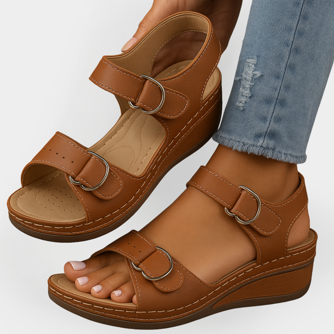 Mode Lumiére™ Sandales orthopédiques en cuir avec talon