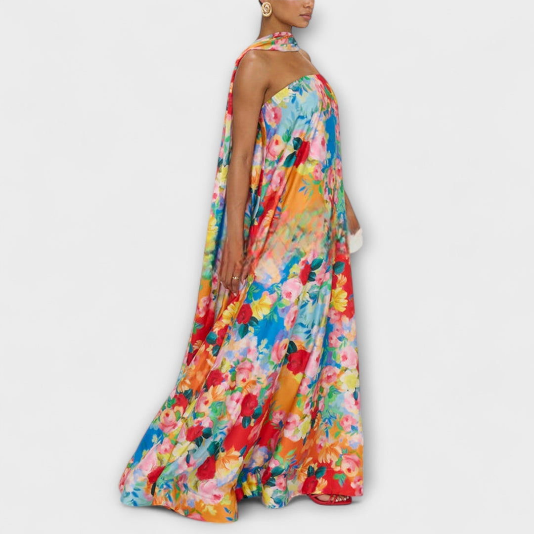 Harlow - Robe maxi à motifs floraux et épaules dénudées