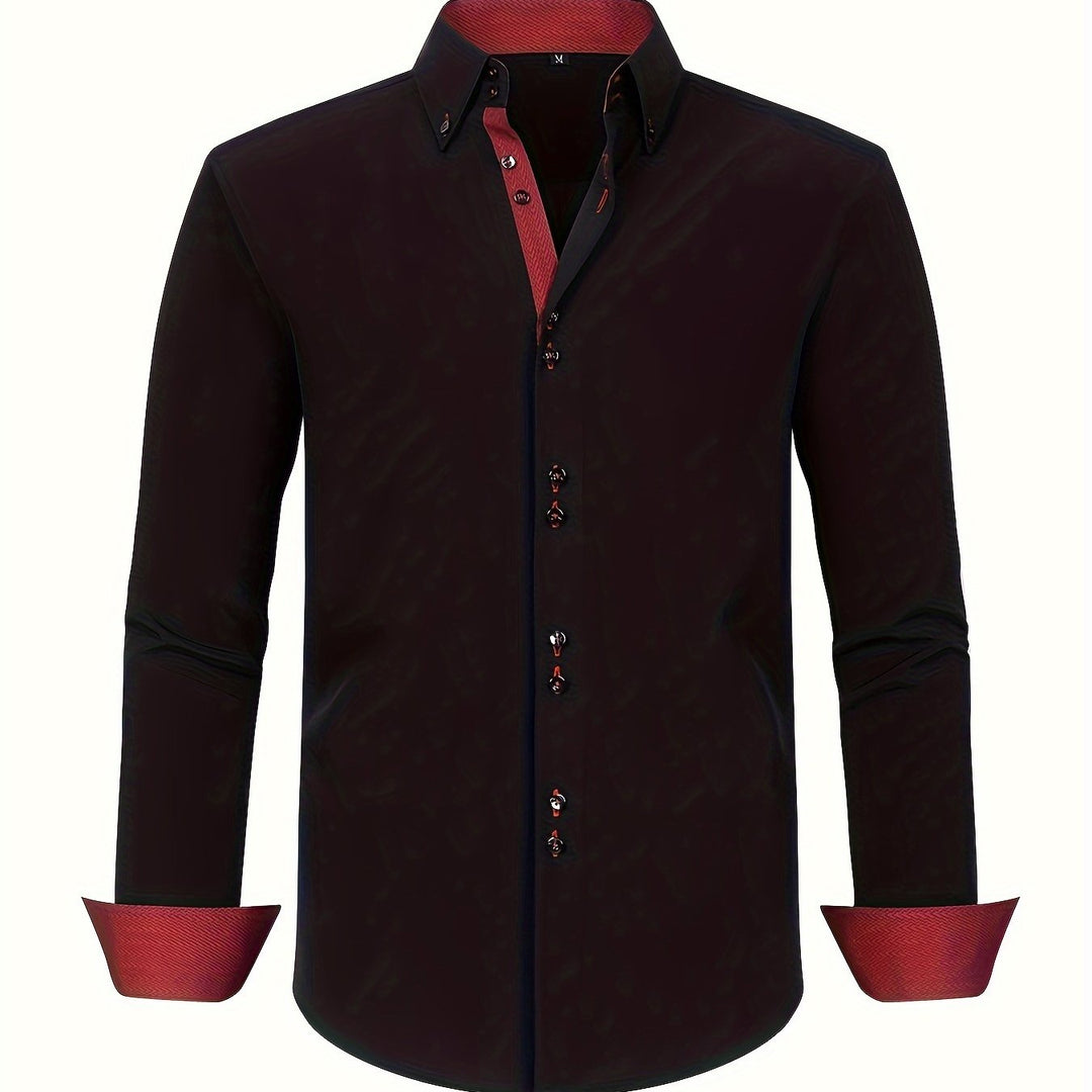 Mode Lumiére™ | CHEMISE ÉLÉGANTE LÉGÈRE AVEC DÉTAILS CONTRASTÉS