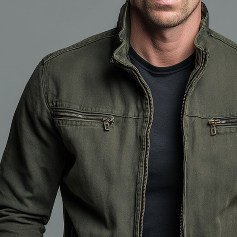 Mode Lumiére™ | Veste en Coton Vintage à Fermeture Zippée