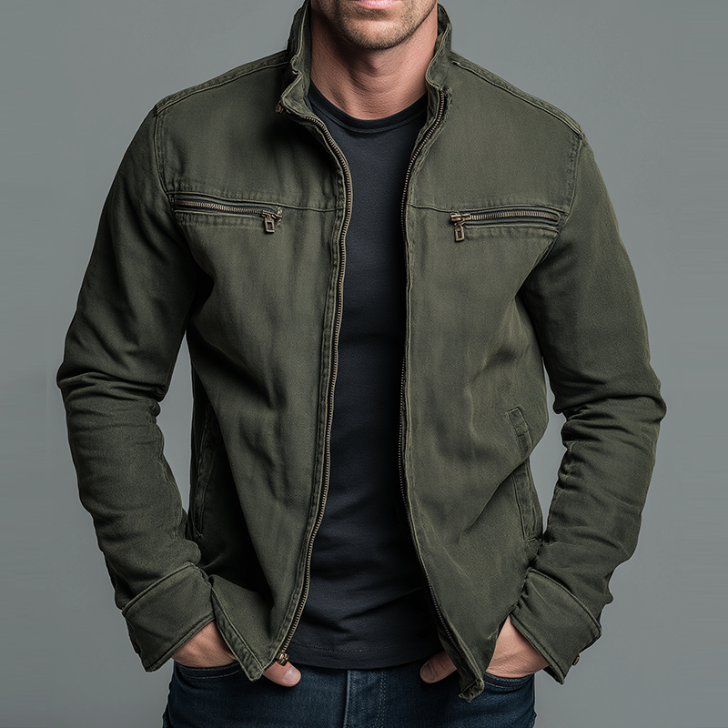 Mode Lumiére™ | Veste en Coton Vintage à Fermeture Zippée