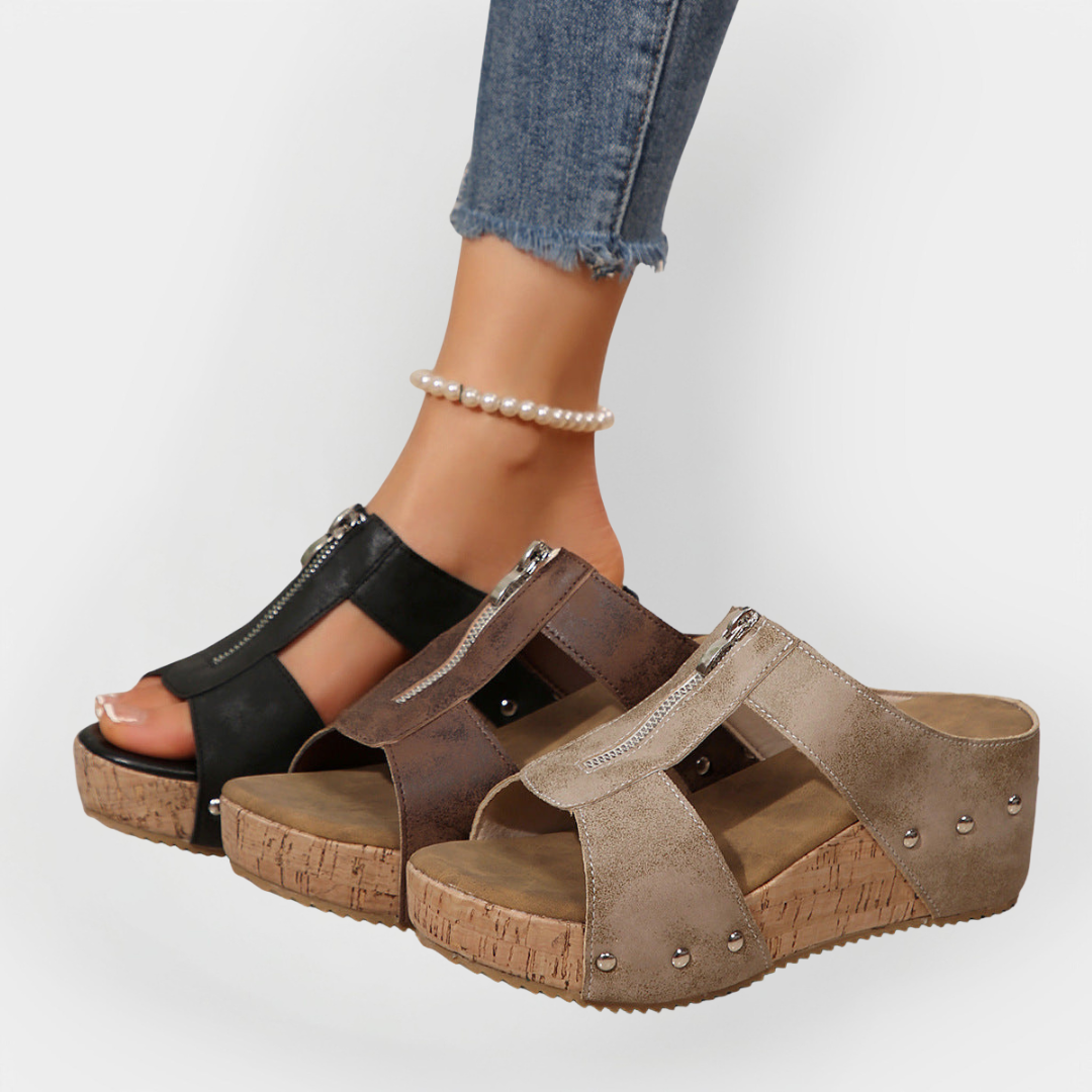 Mode Lumiére™ Sandales confortables à talons et fermeture éclair