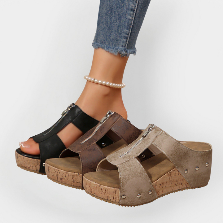 Mode Lumiére™ Sandales confortables à talons et fermeture éclair