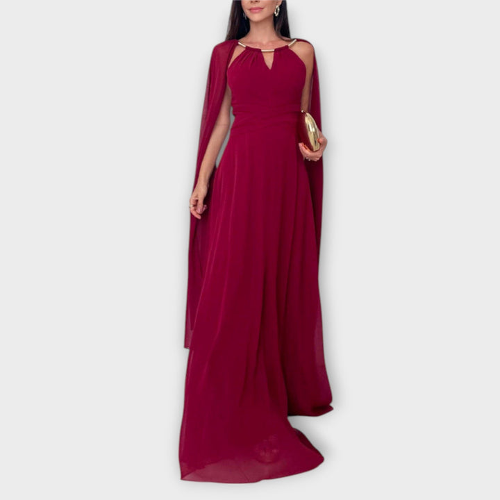 Mabel - Robes maxi élégantes avec cape et fente haute