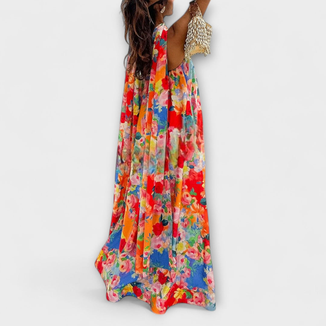 Harlow - Robe maxi à motifs floraux et épaules dénudées