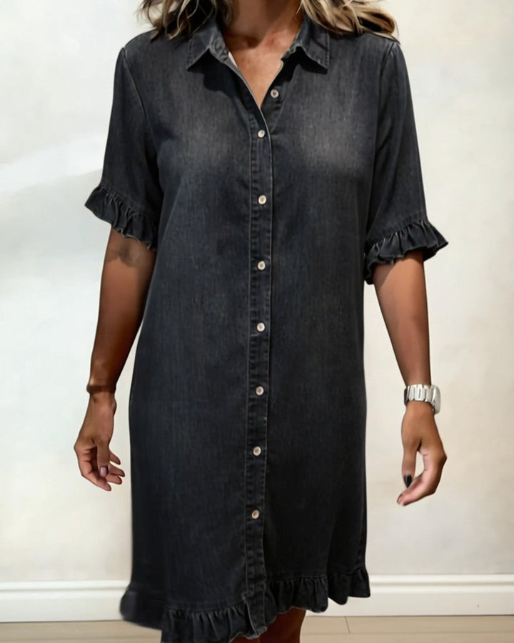Mode Lumiere™ | Robe en Denim Confortable avec Plis Flatteurs