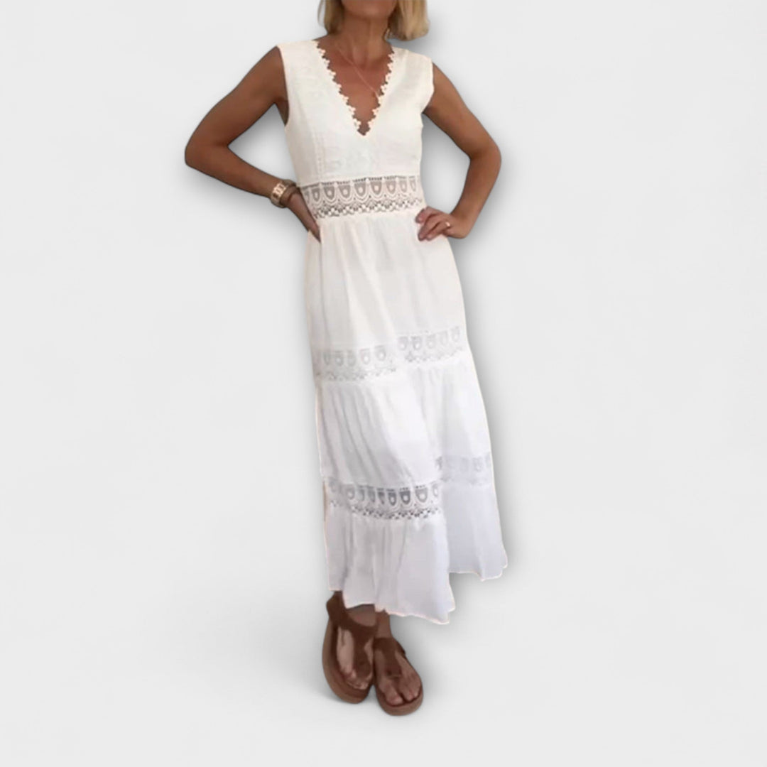 Mode Lumiére™ Aurélie - Robe en dentelle élégante avec décolleté en V
