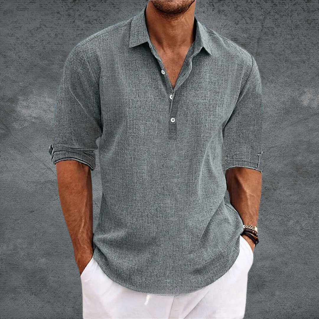 Mode Lumiere™ Chemise en Lin Minimaliste Style Estival Élégant