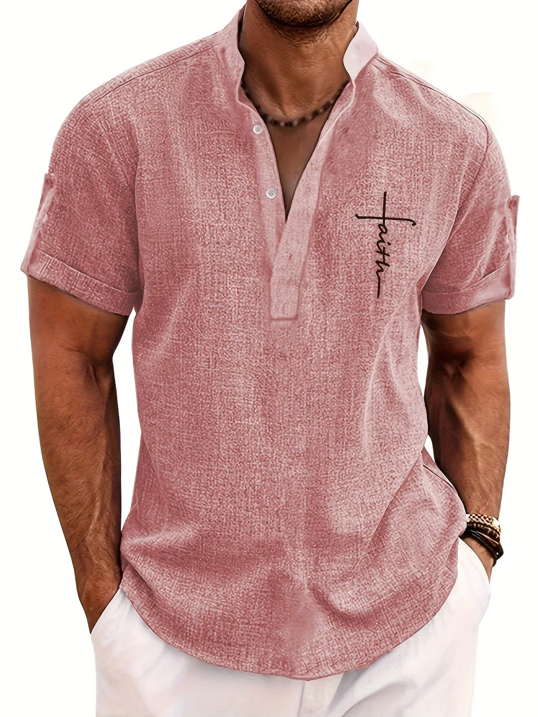 Leblanc™ | Chemise élégante à manches courtes et col montant