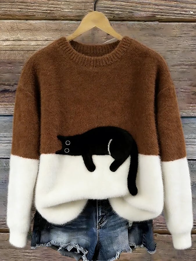 Sweat Femme avec Motif de Chat