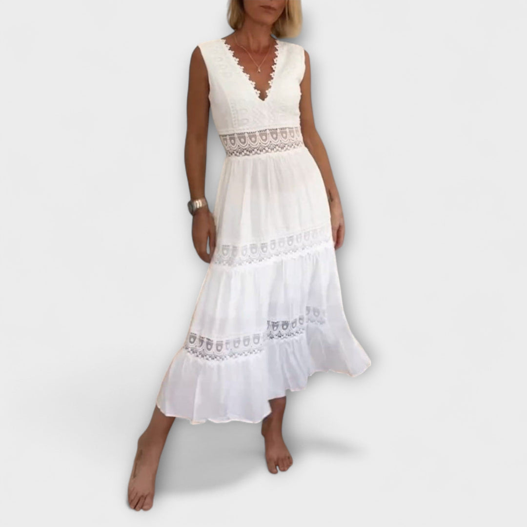 Mode Lumiére™ Aurélie - Robe en dentelle élégante avec décolleté en V