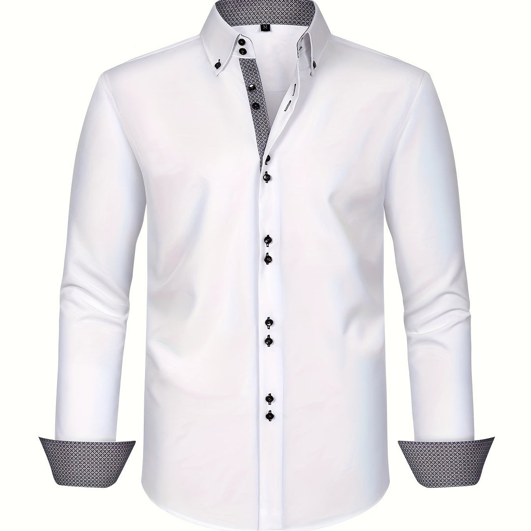 Mode Lumiére™ | CHEMISE ÉLÉGANTE LÉGÈRE AVEC DÉTAILS CONTRASTÉS