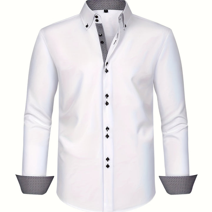 Mode Lumiére™ | CHEMISE ÉLÉGANTE LÉGÈRE AVEC DÉTAILS CONTRASTÉS