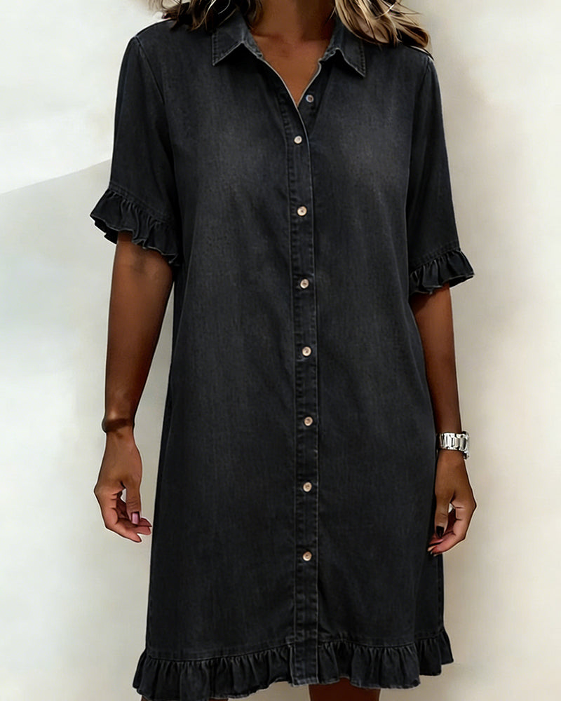 Mode Lumiere™ | Robe en Denim Confortable avec Plis Flatteurs
