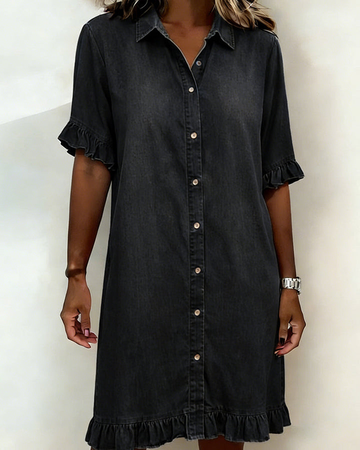 Mode Lumiere™ | Robe en Denim Confortable avec Plis Flatteurs