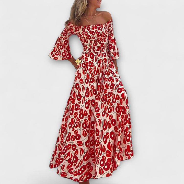 Bella - Robe à épaules dénudées et océan de fleurs