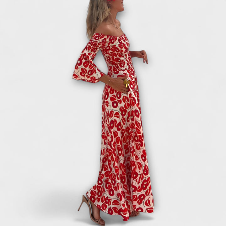Bella - Robe à épaules dénudées et océan de fleurs