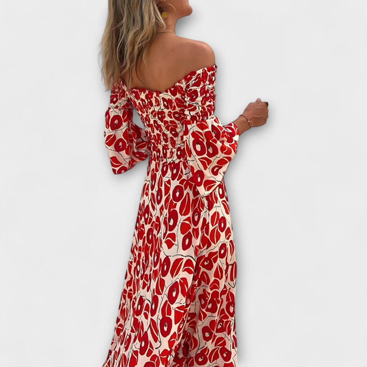 Bella - Robe à épaules dénudées et océan de fleurs