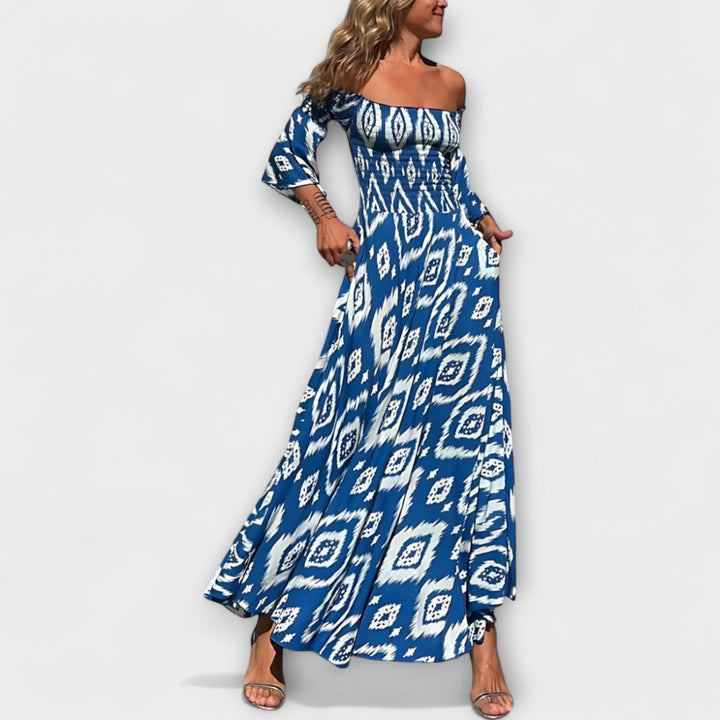 Bella - Robe à épaules dénudées et océan de fleurs