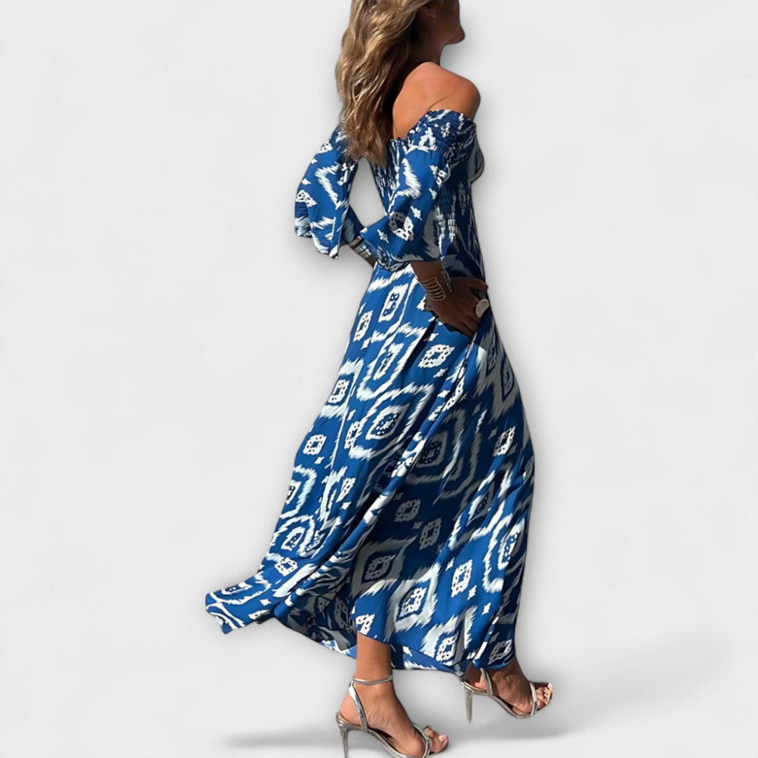 Bella - Robe à épaules dénudées et océan de fleurs