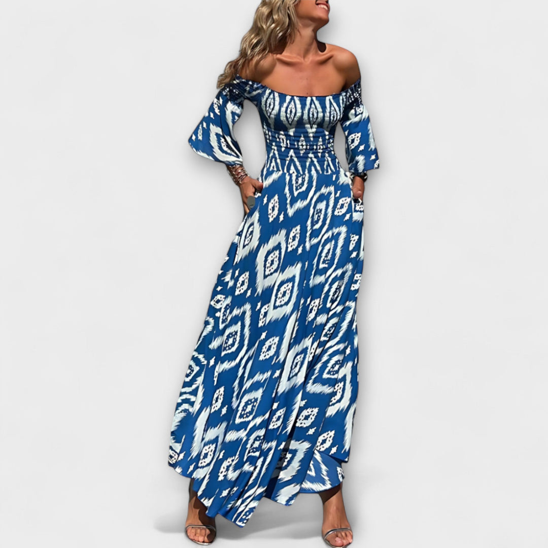 Bella - Robe à épaules dénudées et océan de fleurs