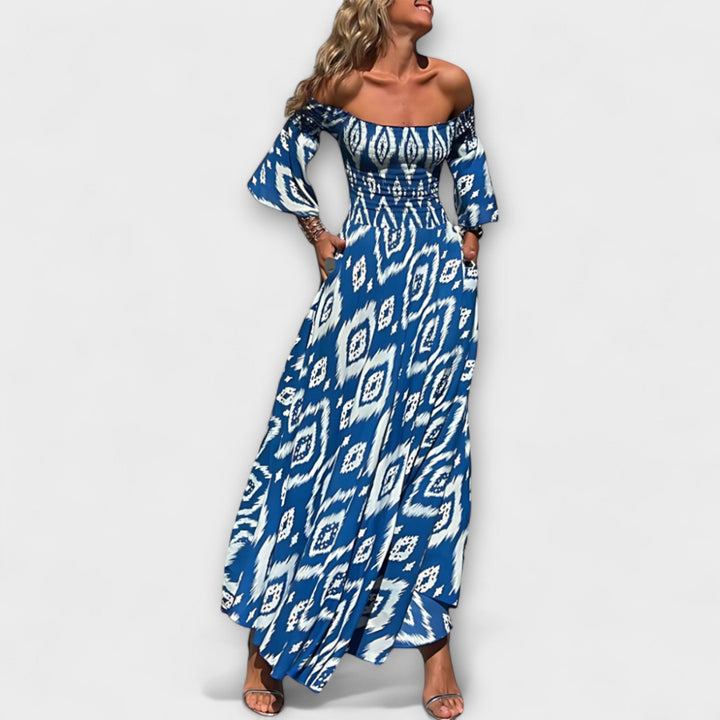 Bella - Robe à épaules dénudées et océan de fleurs