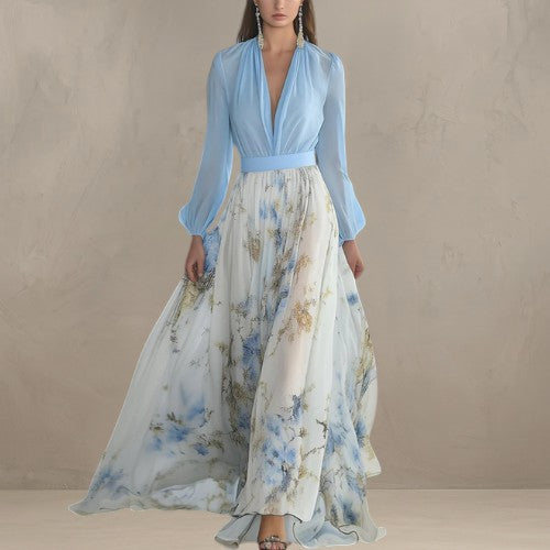 BANDIA | MAGNIFIQUE ROBE MAXI AVEC IMPRIMÉ FLORAL