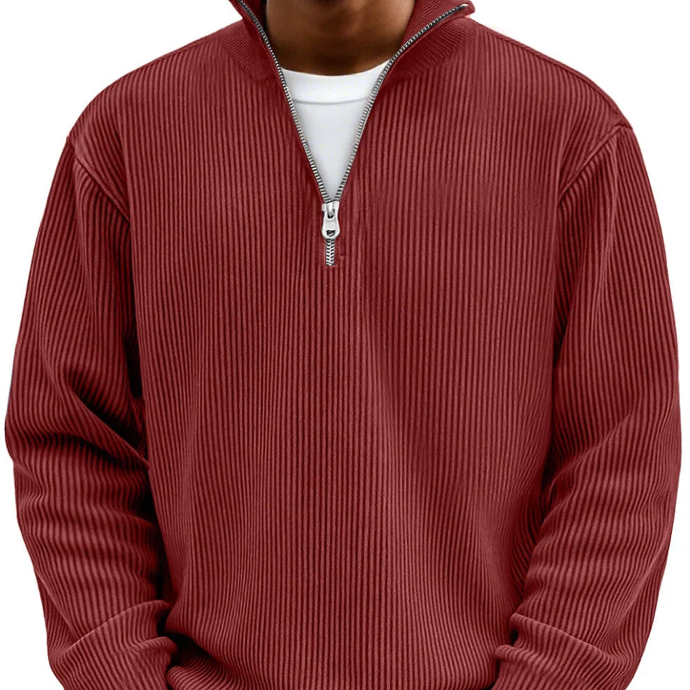 Pull Zippé Texturé au Style Moderne