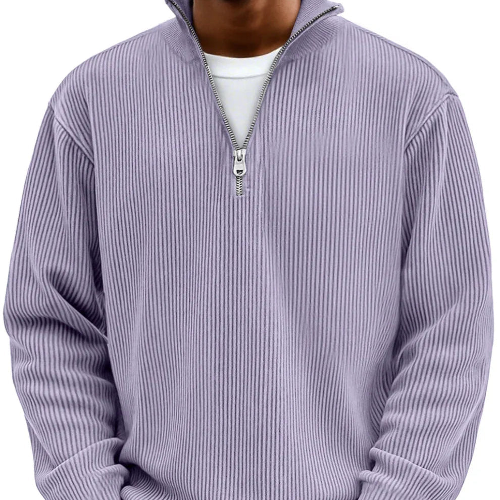 Pull Zippé Texturé au Style Moderne