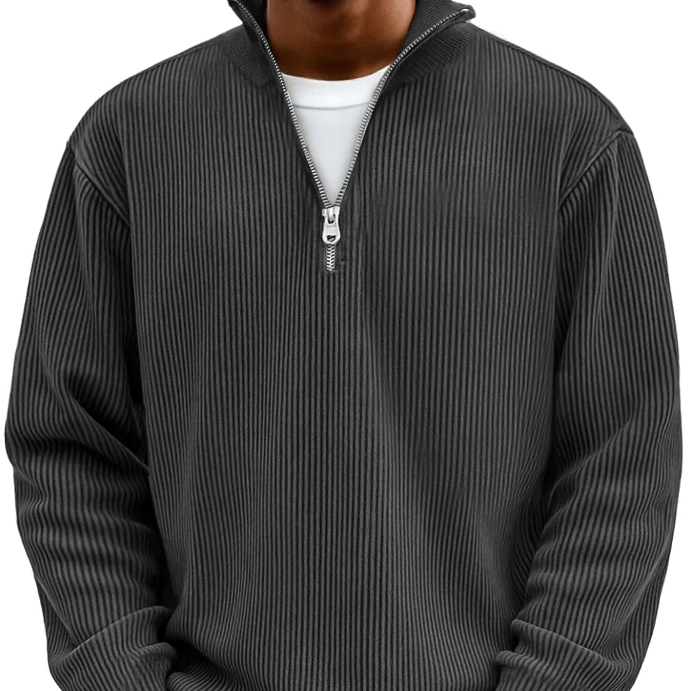 Pull Zippé Texturé au Style Moderne