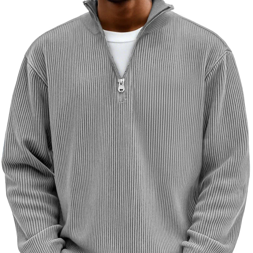 Pull Zippé Texturé au Style Moderne