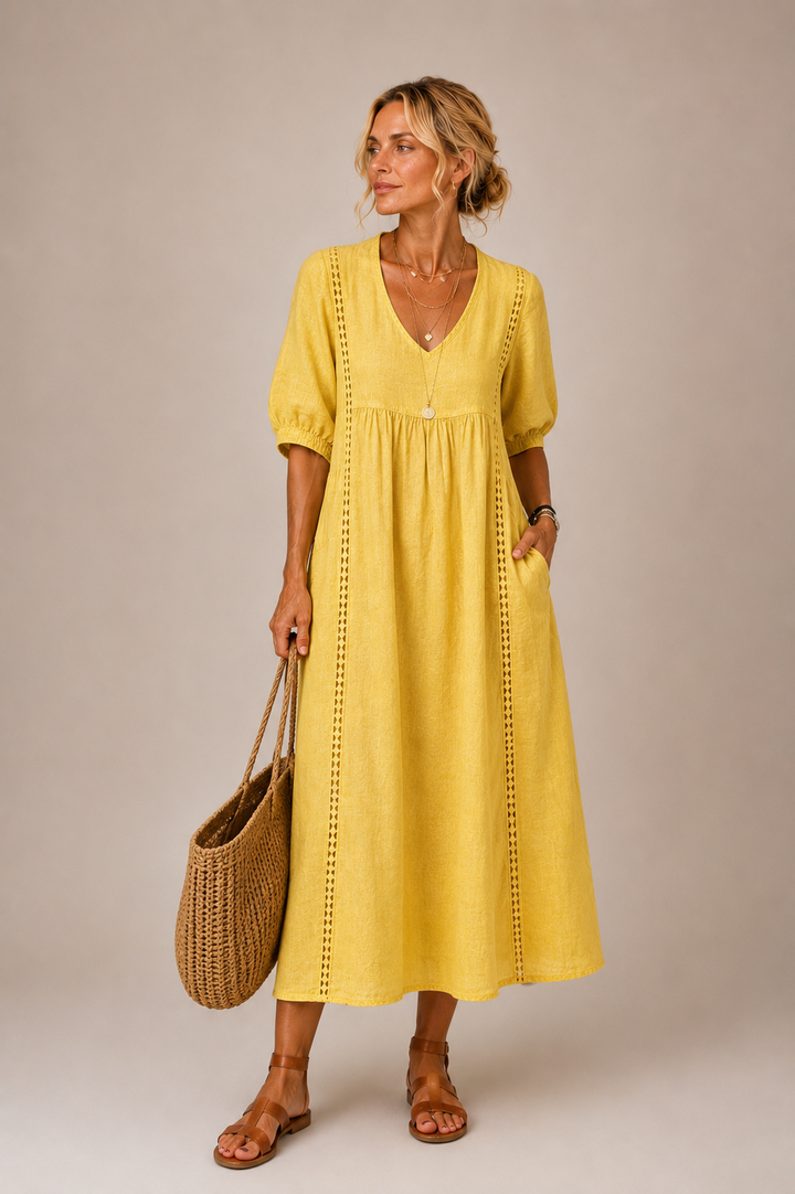 Soline – Robe midi estivale en lin et coton