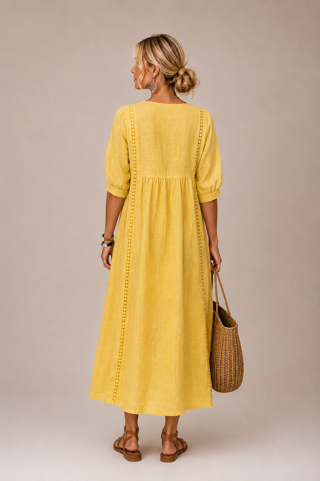 Soline – Robe midi estivale en lin et coton