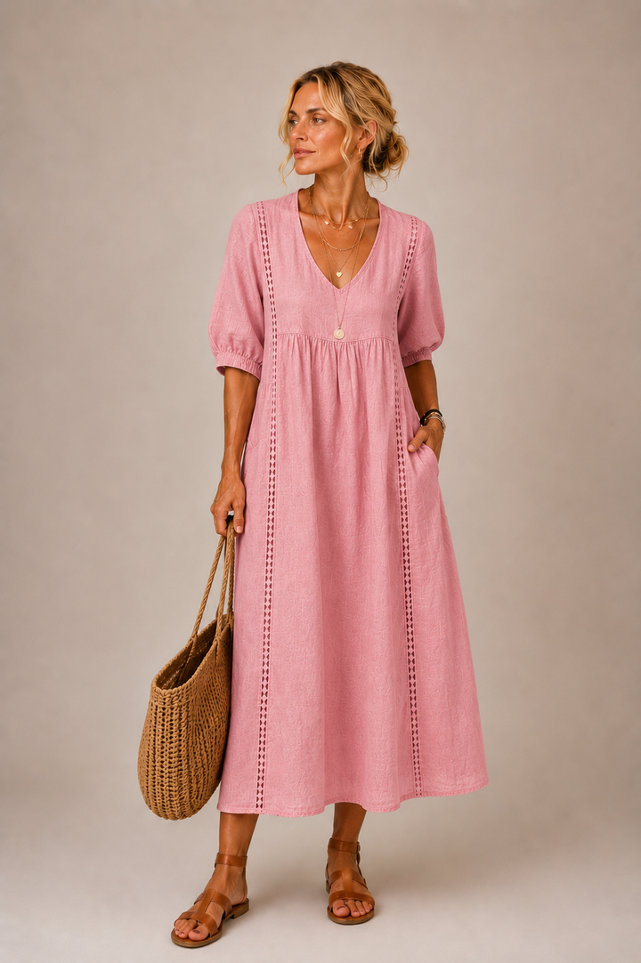 Soline – Robe midi estivale en lin et coton