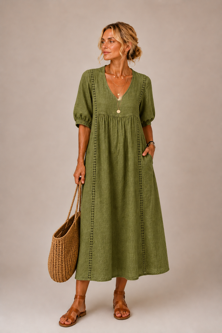 Soline – Robe midi estivale en lin et coton