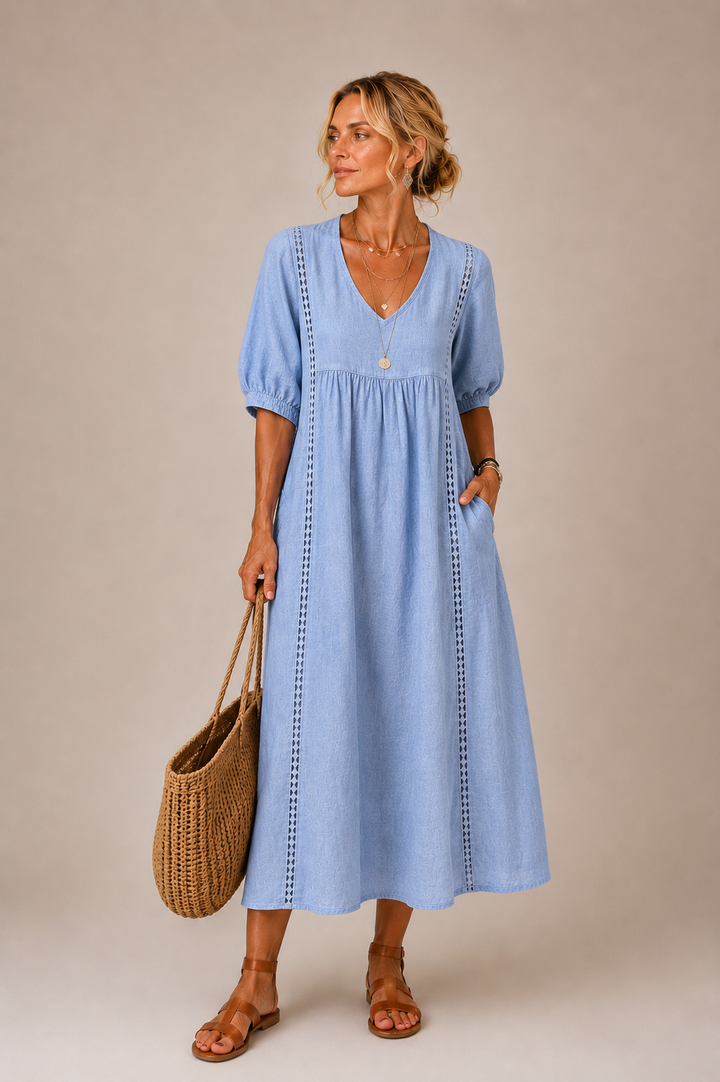Soline – Robe midi estivale en lin et coton
