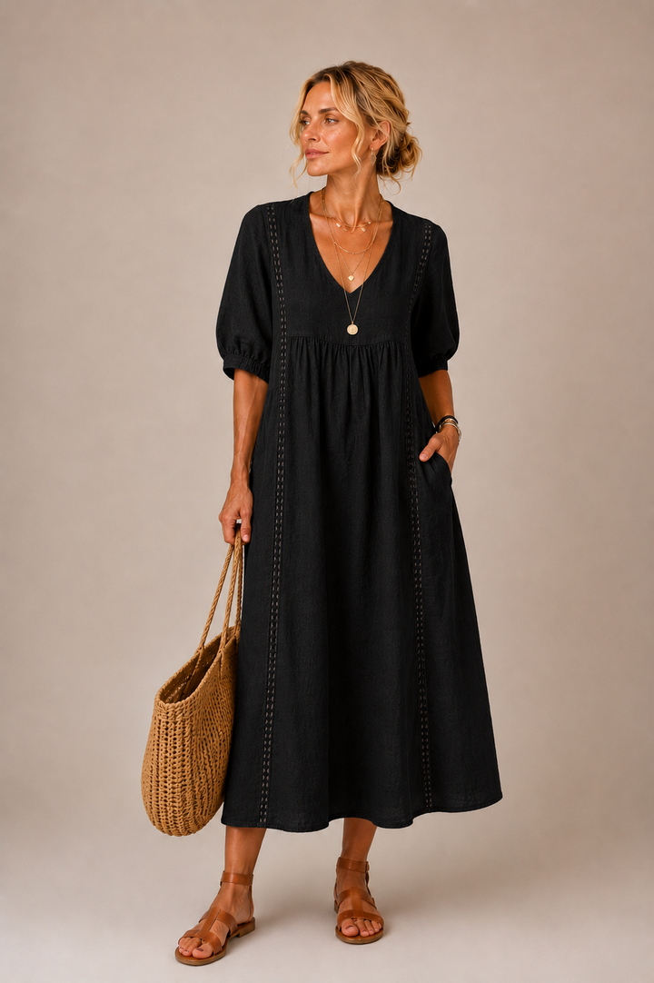 Soline – Robe midi estivale en lin et coton
