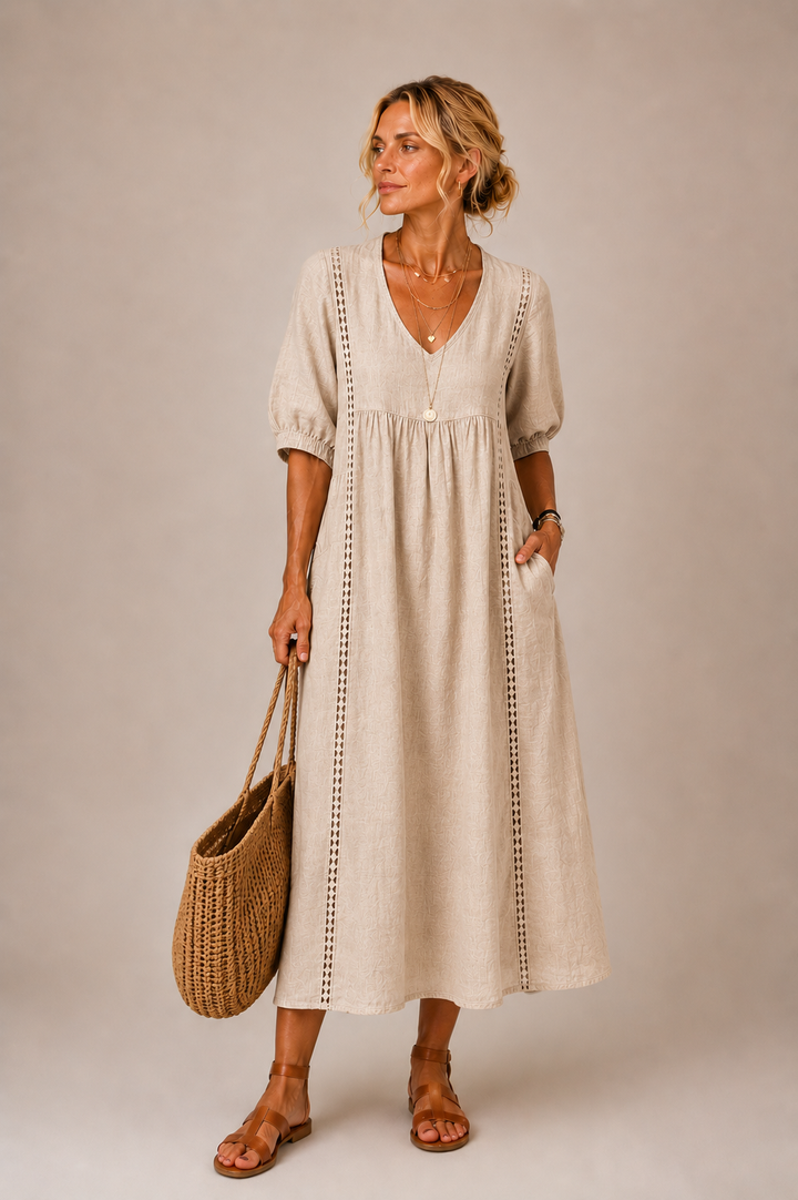 Soline – Robe midi estivale en lin et coton