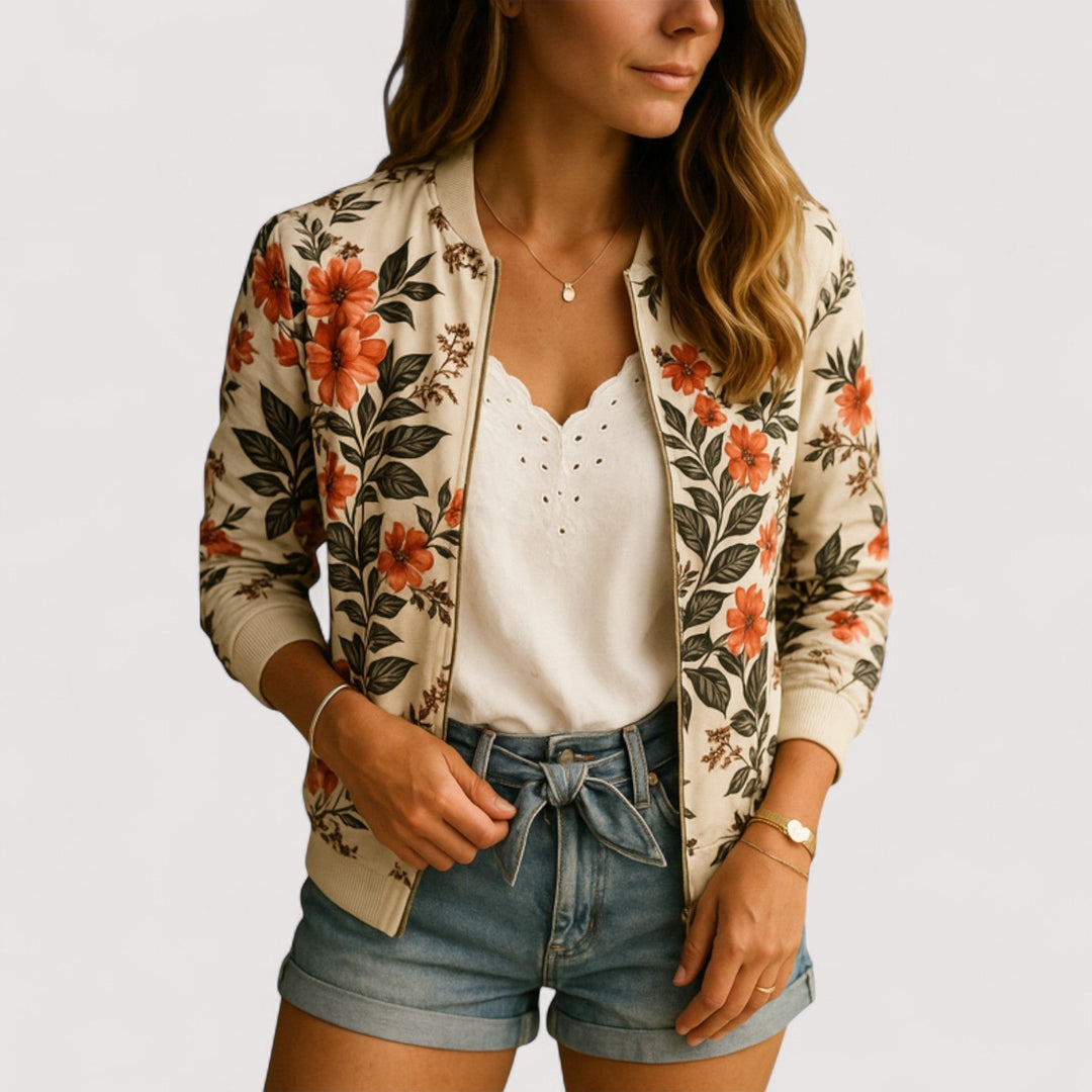 Lidia™ | Veste bomber stylisée avec motif floral